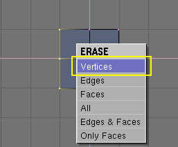 The pop-up menu of the Delete (XKEY) action.
