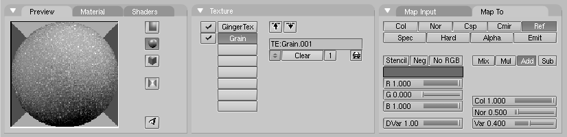 Settings for an additional Noise texture in channel 2.