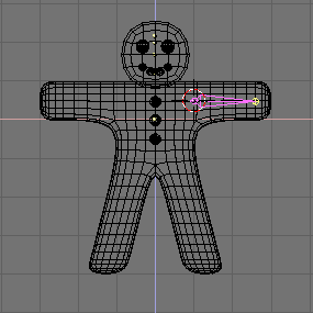 Adding the first bone, an elbowless arm.